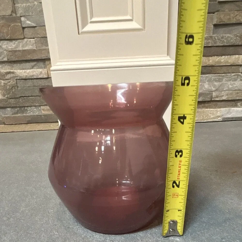 Ashland Easter Meadow Purple Glass Pillar Candle Holder 6x6x5 in